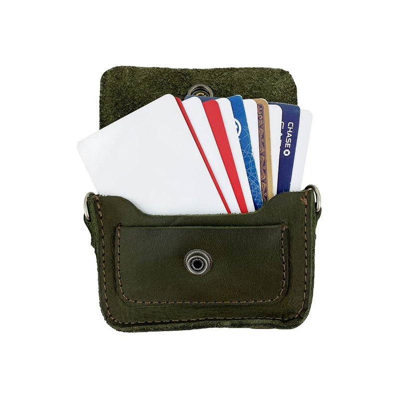 Hide & Drink, Leather Mini Briefcase Card Holder, Holds Up to 10 Cards Plus Folded Bills, Case, Cash Organizer, Accessories, Handmade Includes 101 Year Warranty (Dark Jade) - Image 4